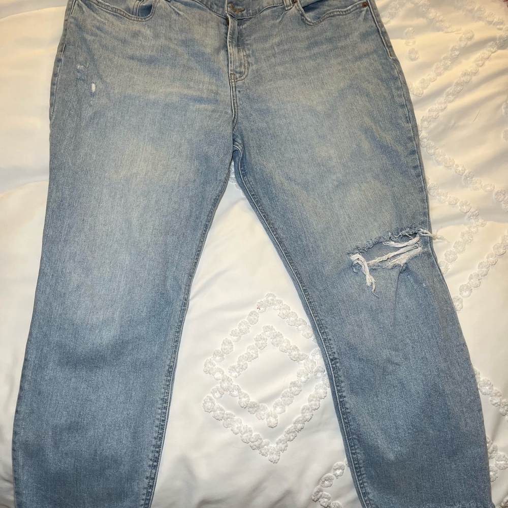 Old Navy Blue Boyfriend Jeans Distressed Style